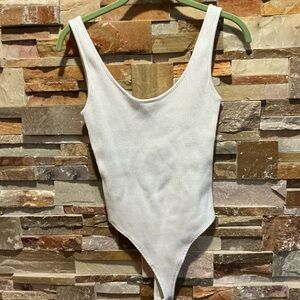 Vince White Ribbed Bodysuit